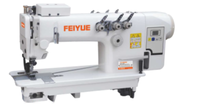 Three needle chainstitch with plastic puller